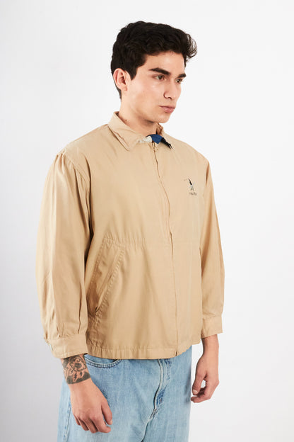 2000 Vintage Nautica Golf Khakhi Bi-Swing Impermeable Harrington (S/M)