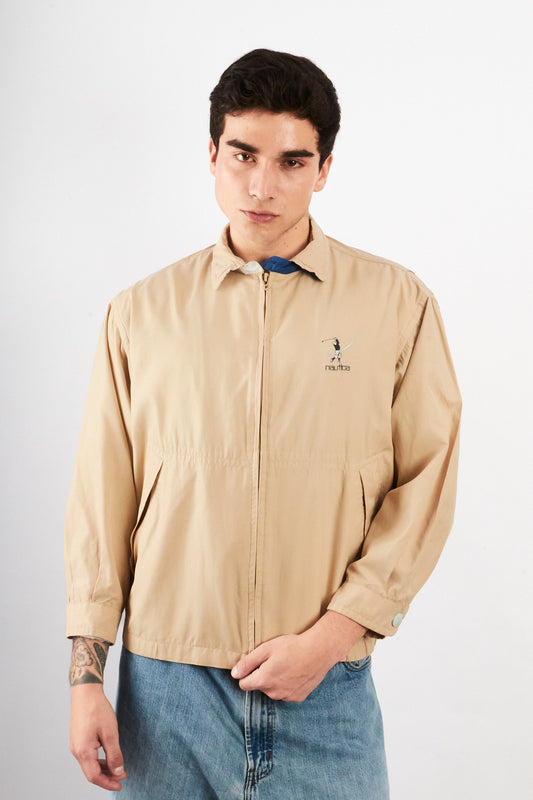 2000 Vintage Nautica Golf Khakhi Bi-Swing Impermeable Harrington (S/M)