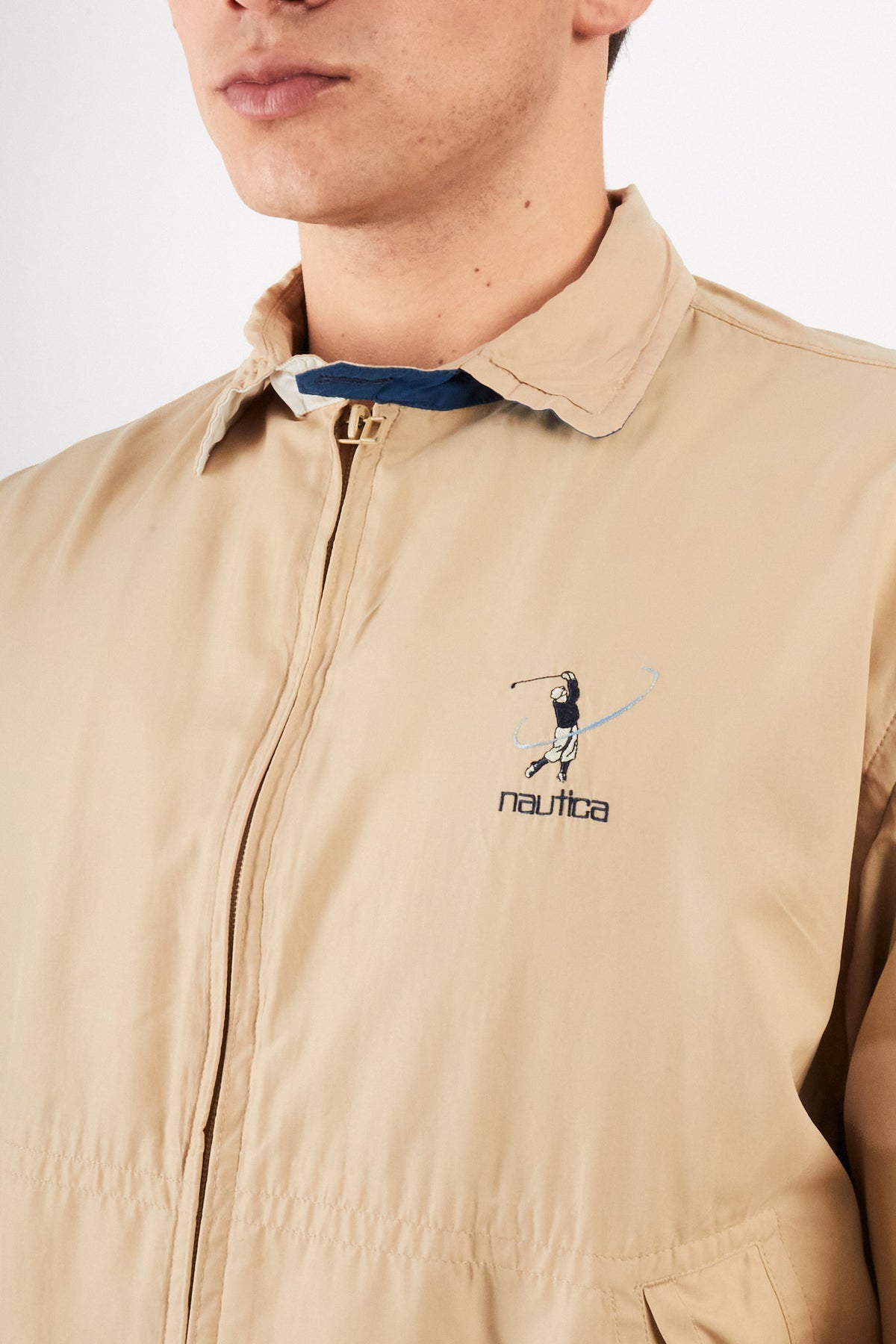 2000 Vintage Nautica Golf Khakhi Bi-Swing Impermeable Harrington (S/M)