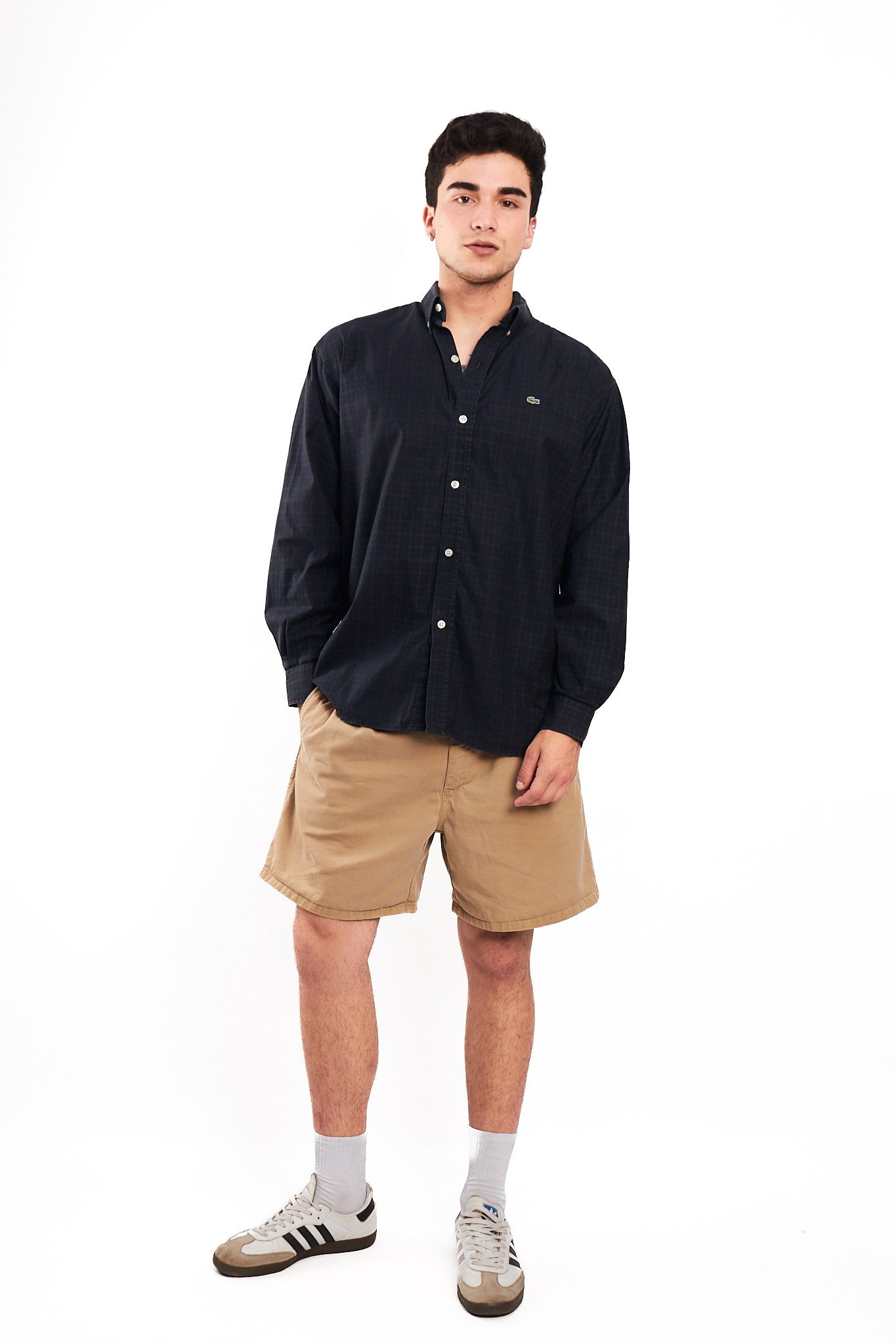 2000 Lacoste Black Plaid Shirt (M/L)