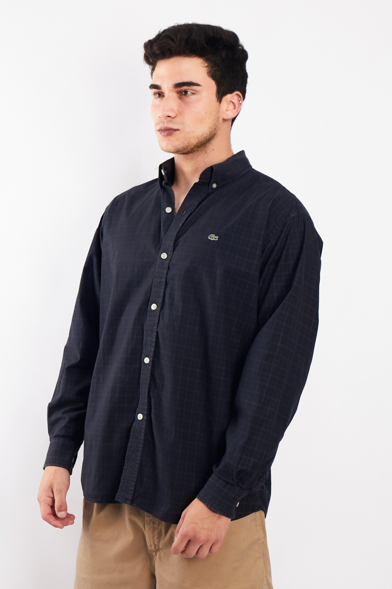 2000 Lacoste Black Plaid Shirt (M/L)