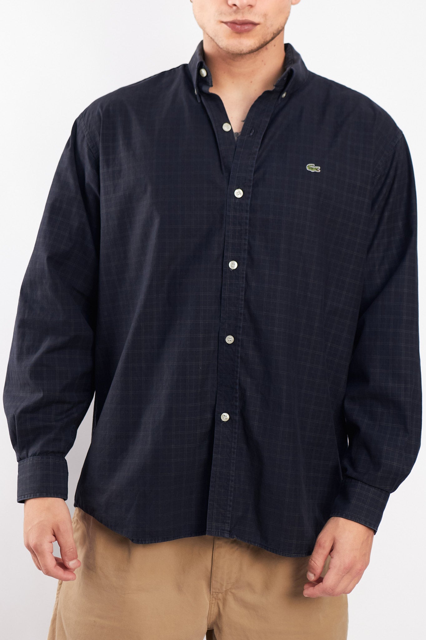 2000 Lacoste Black Plaid Shirt (M/L)