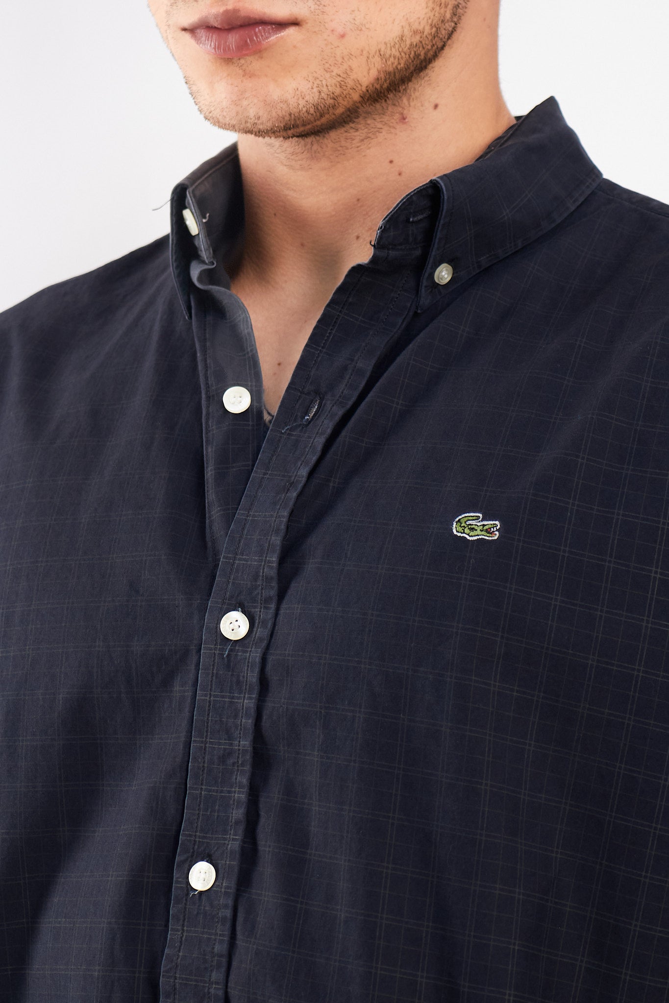 2000 Lacoste Black Plaid Shirt (M/L)