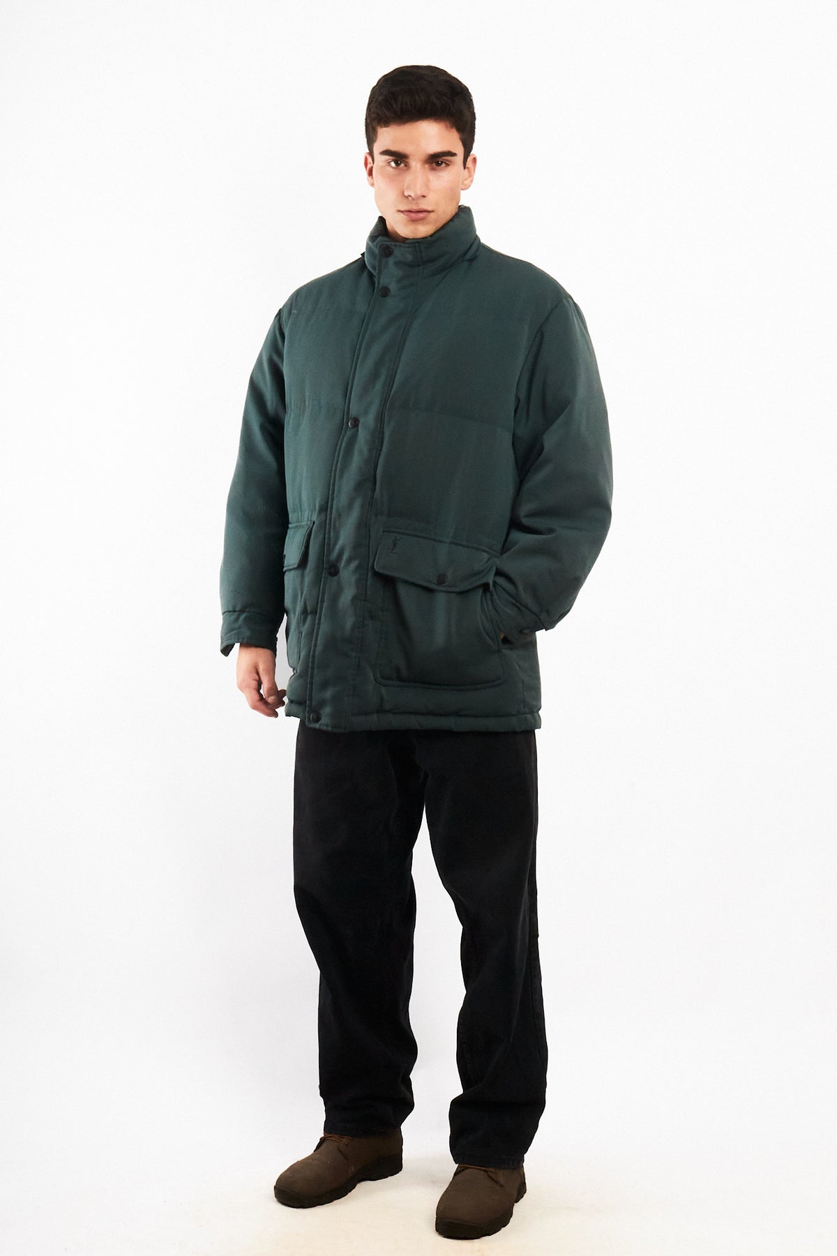 2000 Vintage Yve Saint Laurent Forest Green Down Puffer Coat (M/L)