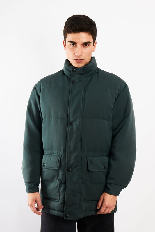 2000 Vintage Yve Saint Laurent Forest Green Down Puffer Coat (M/L)