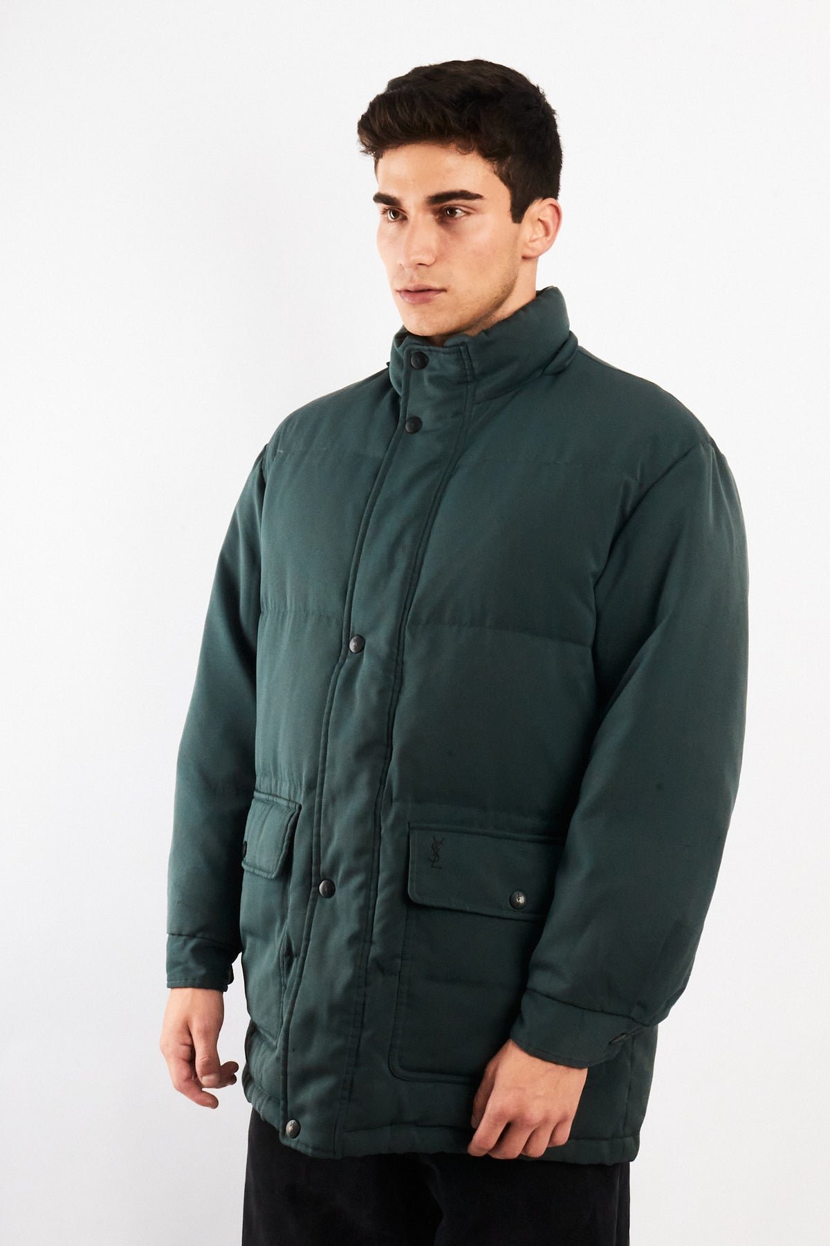 2000 Vintage Yve Saint Laurent Forest Green Down Puffer Coat (M/L)