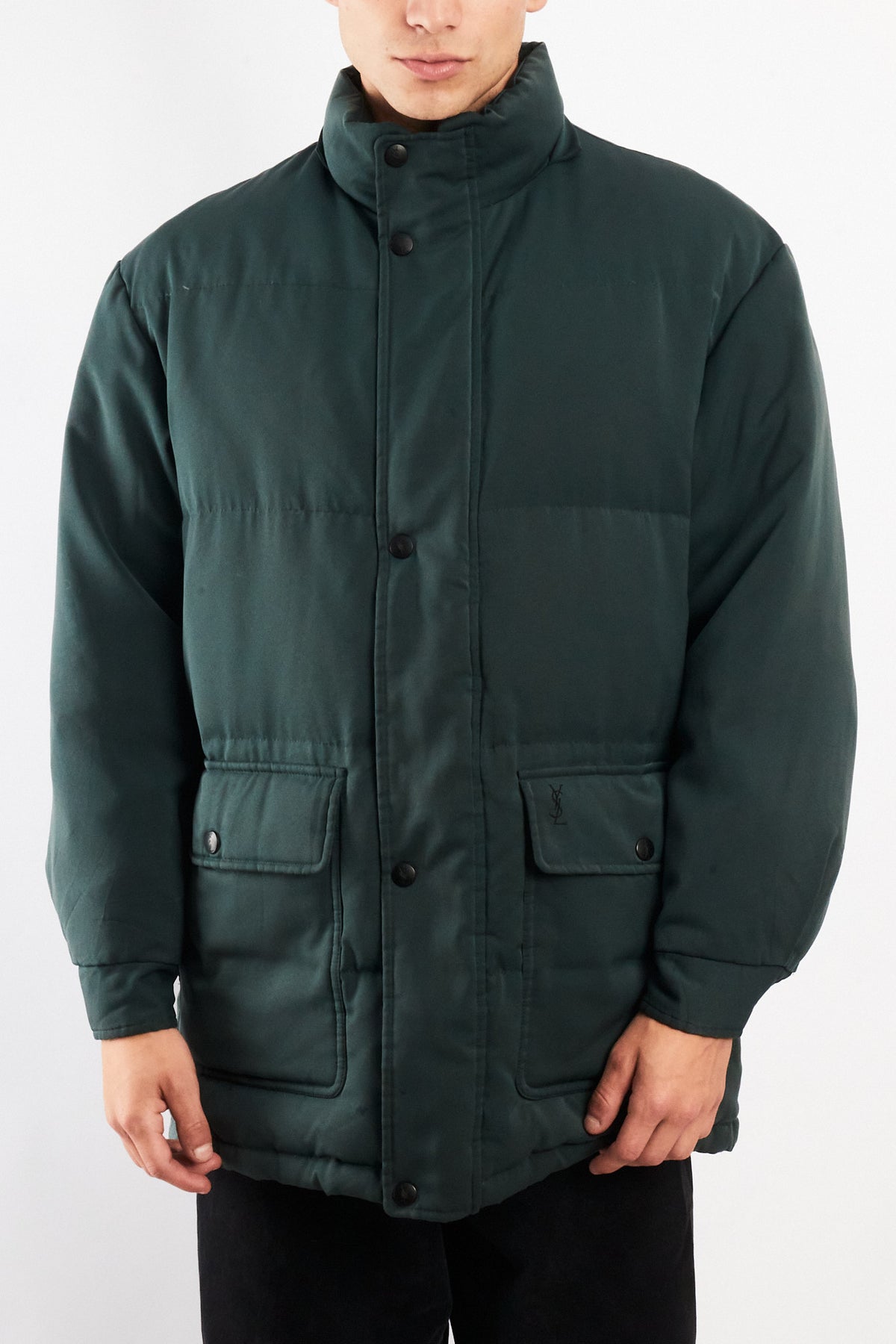 2000 Vintage Yve Saint Laurent Forest Green Down Puffer Coat (M/L)
