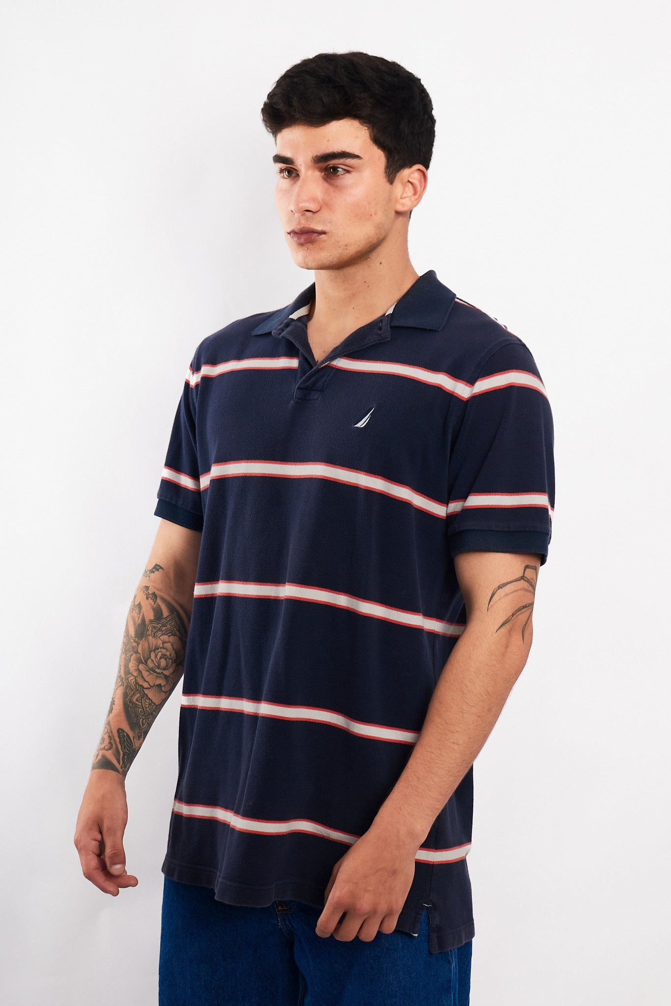 2000 Nautica Striped Polo Shirt (M/L)