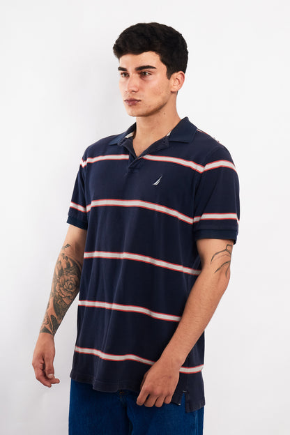 2000 Nautica Striped Polo Shirt (M/L)