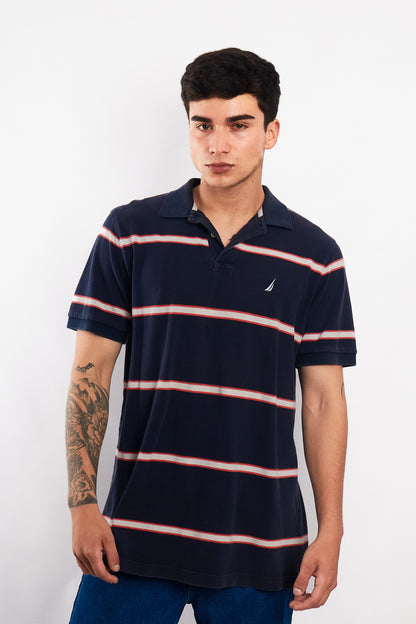 2000 Nautica Striped Polo Shirt (M/L)