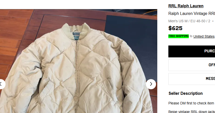 1980 Vintage Polo Country RL Down Puffer Jacket (L/XL)