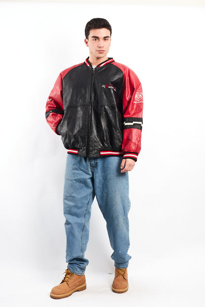 2000 Vintage Nascar Dodge Motorsports Leather Racing Jacket (L/XL)