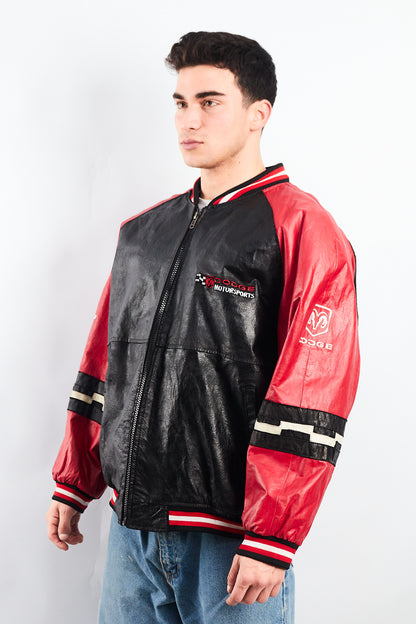 2000 Vintage Nascar Dodge Motorsports Leather Racing Jacket (L/XL)