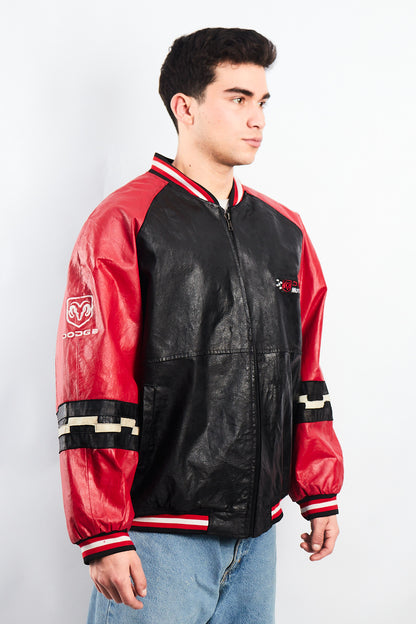 2000 Vintage Nascar Dodge Motorsports Leather Racing Jacket (L/XL)