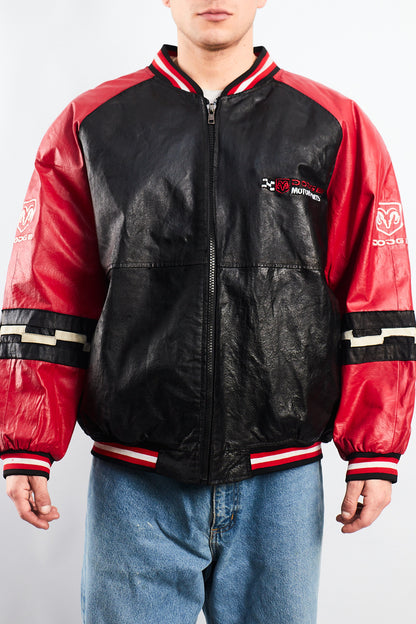 2000 Vintage Nascar Dodge Motorsports Leather Racing Jacket (L/XL)