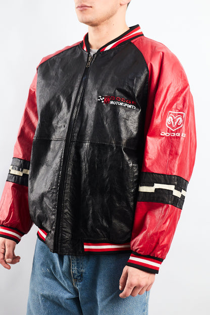 2000 Vintage Nascar Dodge Motorsports Leather Racing Jacket (L/XL)