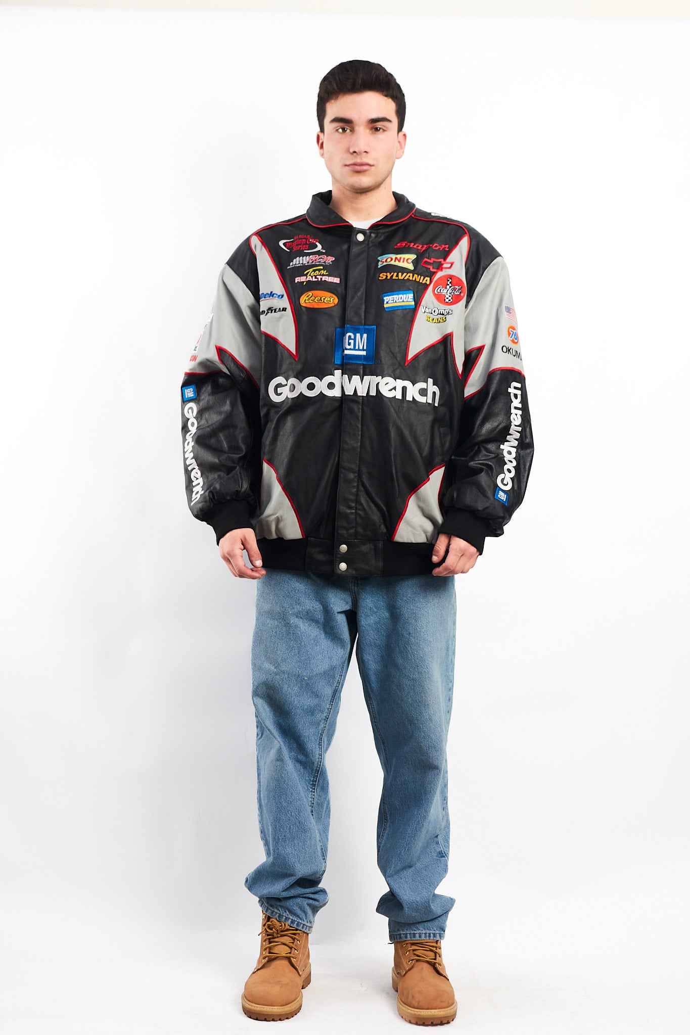 2000 Vintage Jeff Hamilton x Nascar Goodwrench Leather Racing Jacket (L/XL)