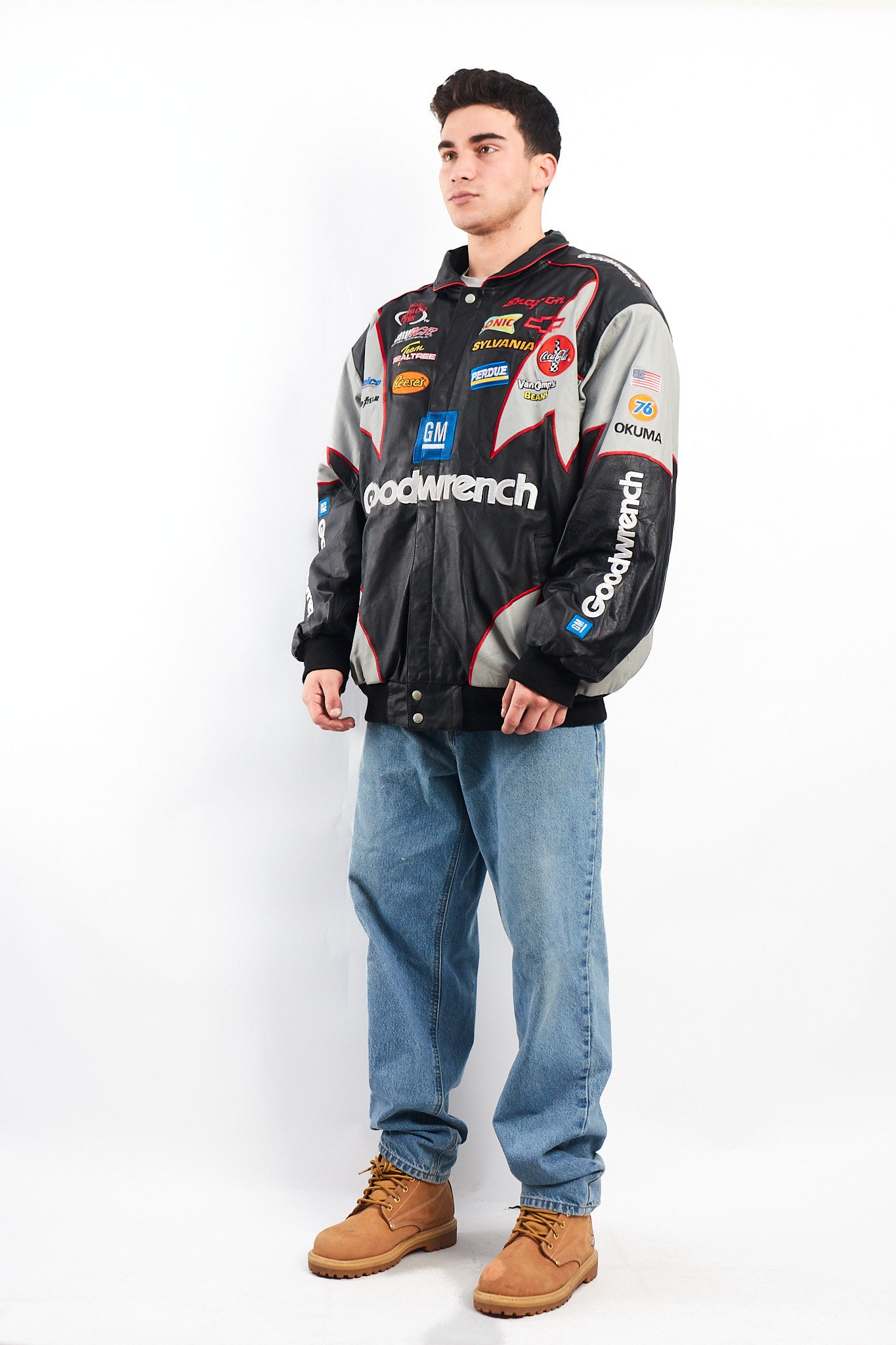 2000 Vintage Jeff Hamilton x Nascar Goodwrench Leather Racing Jacket (L/XL)
