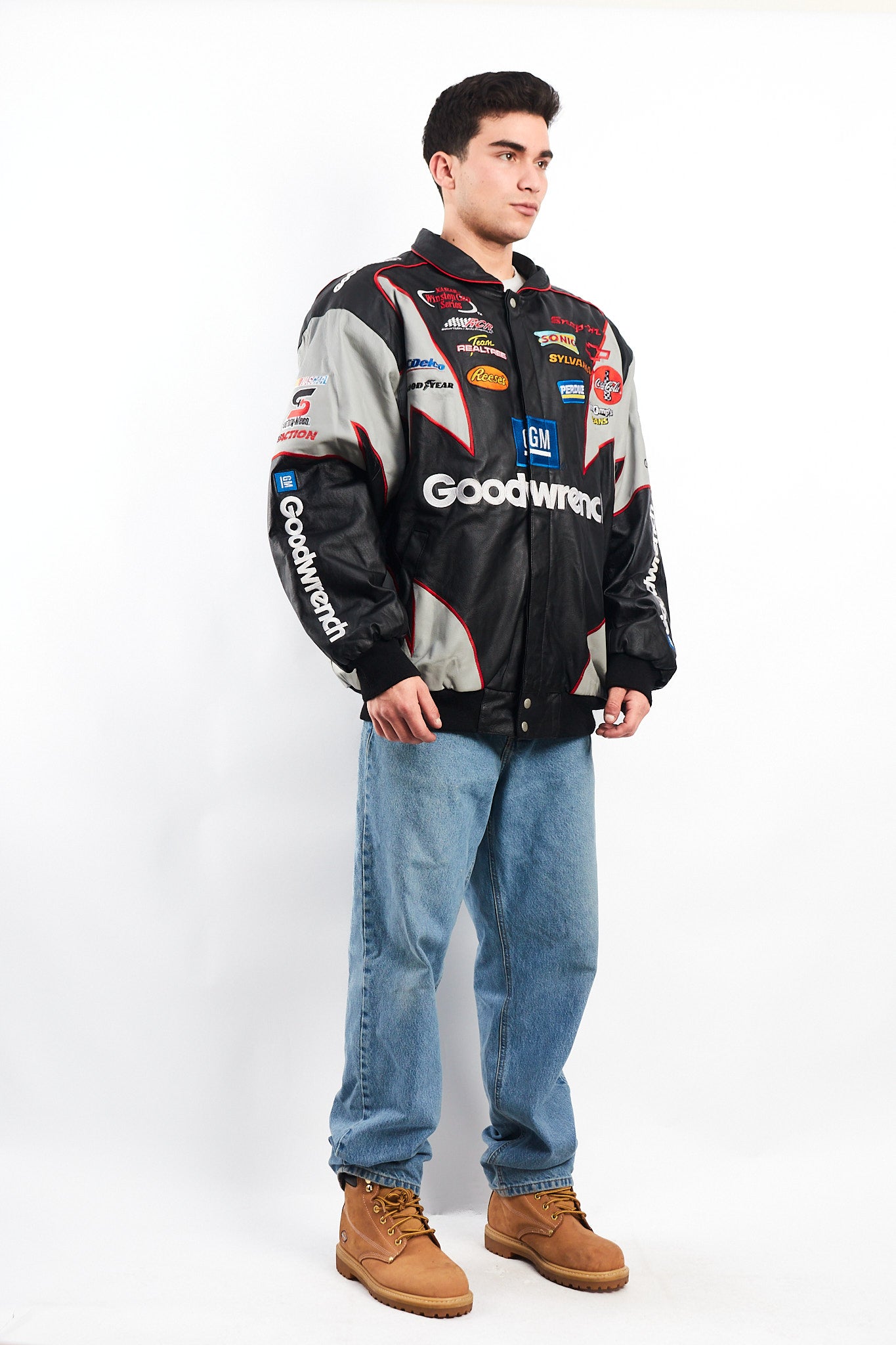 2000 Vintage Jeff Hamilton x Nascar Goodwrench Leather Racing Jacket (L/XL)