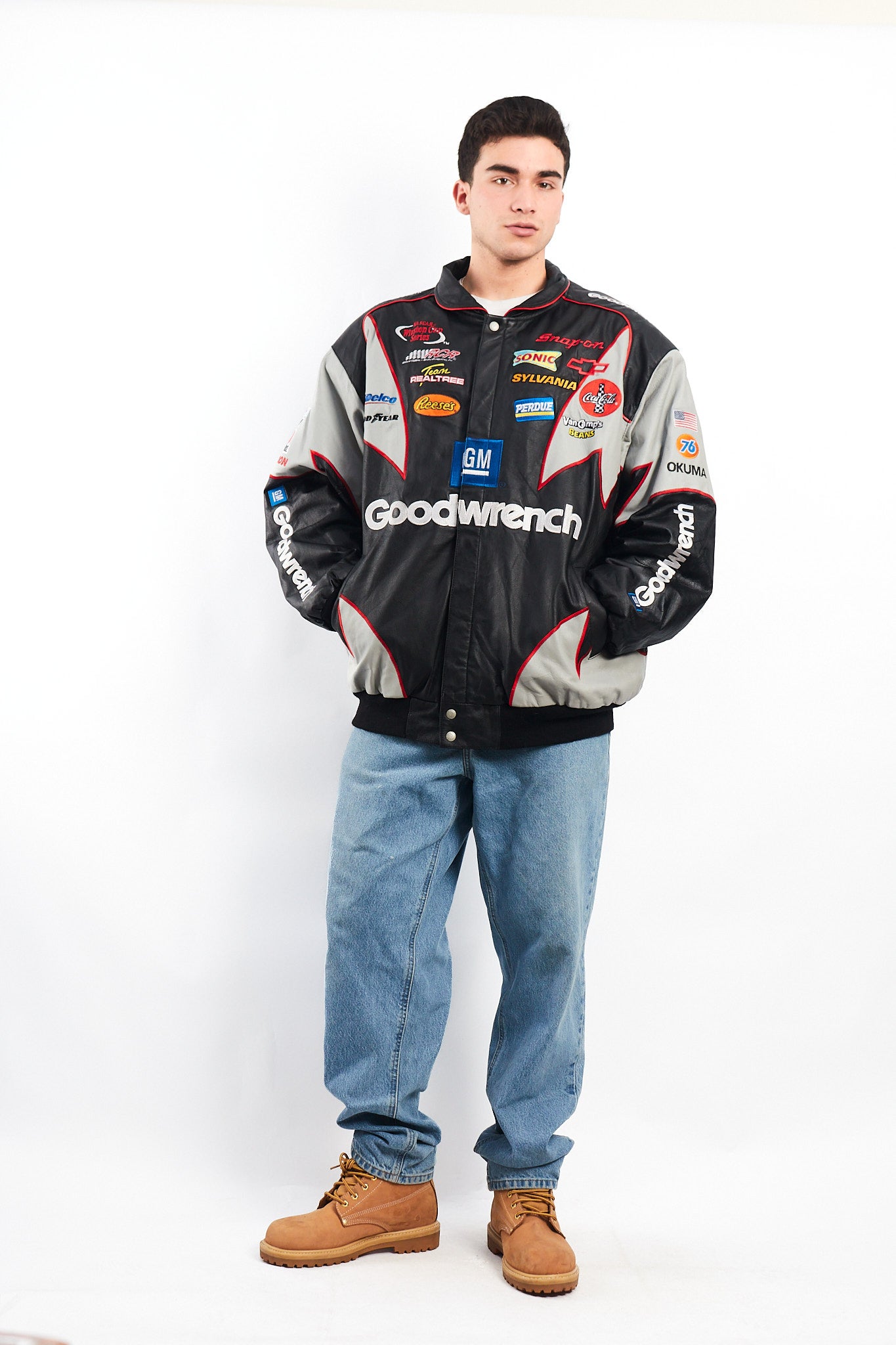 2000 Vintage Jeff Hamilton x Nascar Goodwrench Leather Racing Jacket (L/XL)