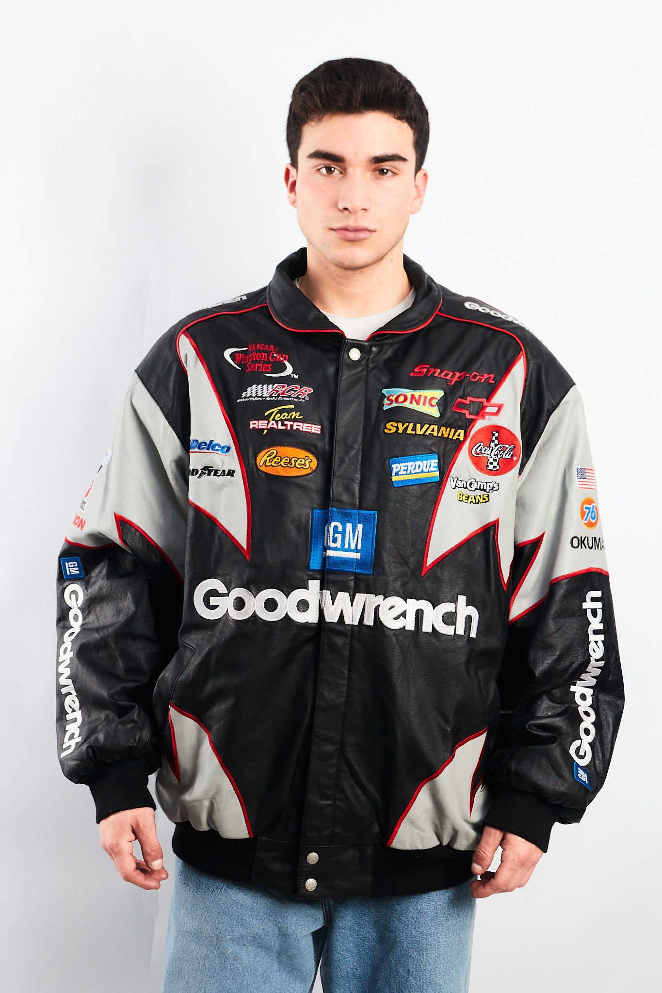 2000 Vintage Jeff Hamilton x Nascar Goodwrench Leather Racing Jacket (L/XL)