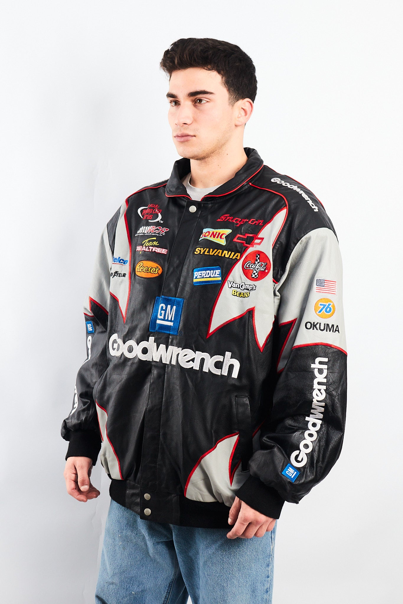 2000 Vintage Jeff Hamilton x Nascar Goodwrench Leather Racing Jacket (L/XL)