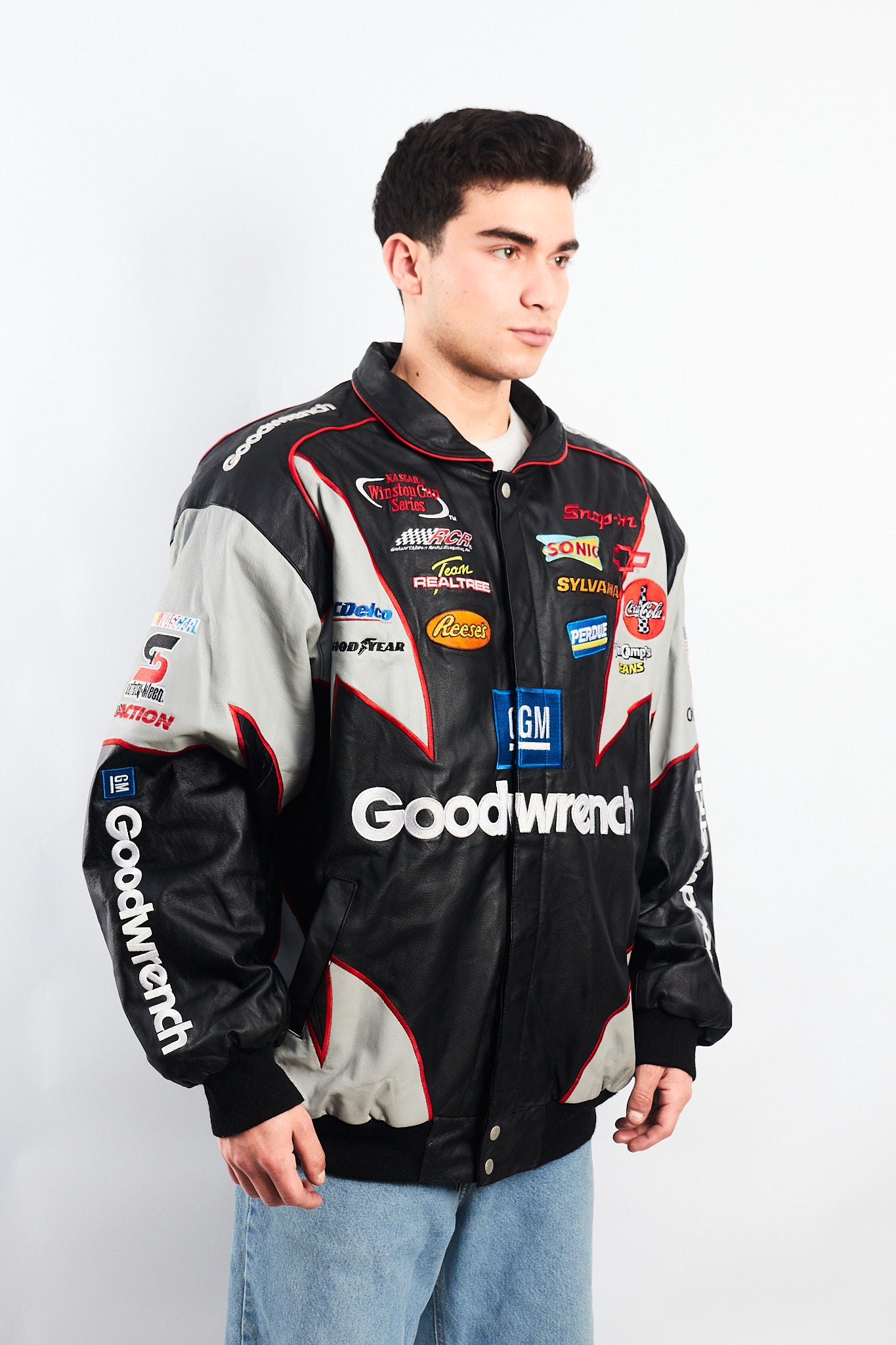 2000 Vintage Jeff Hamilton x Nascar Goodwrench Leather Racing Jacket (L/XL)