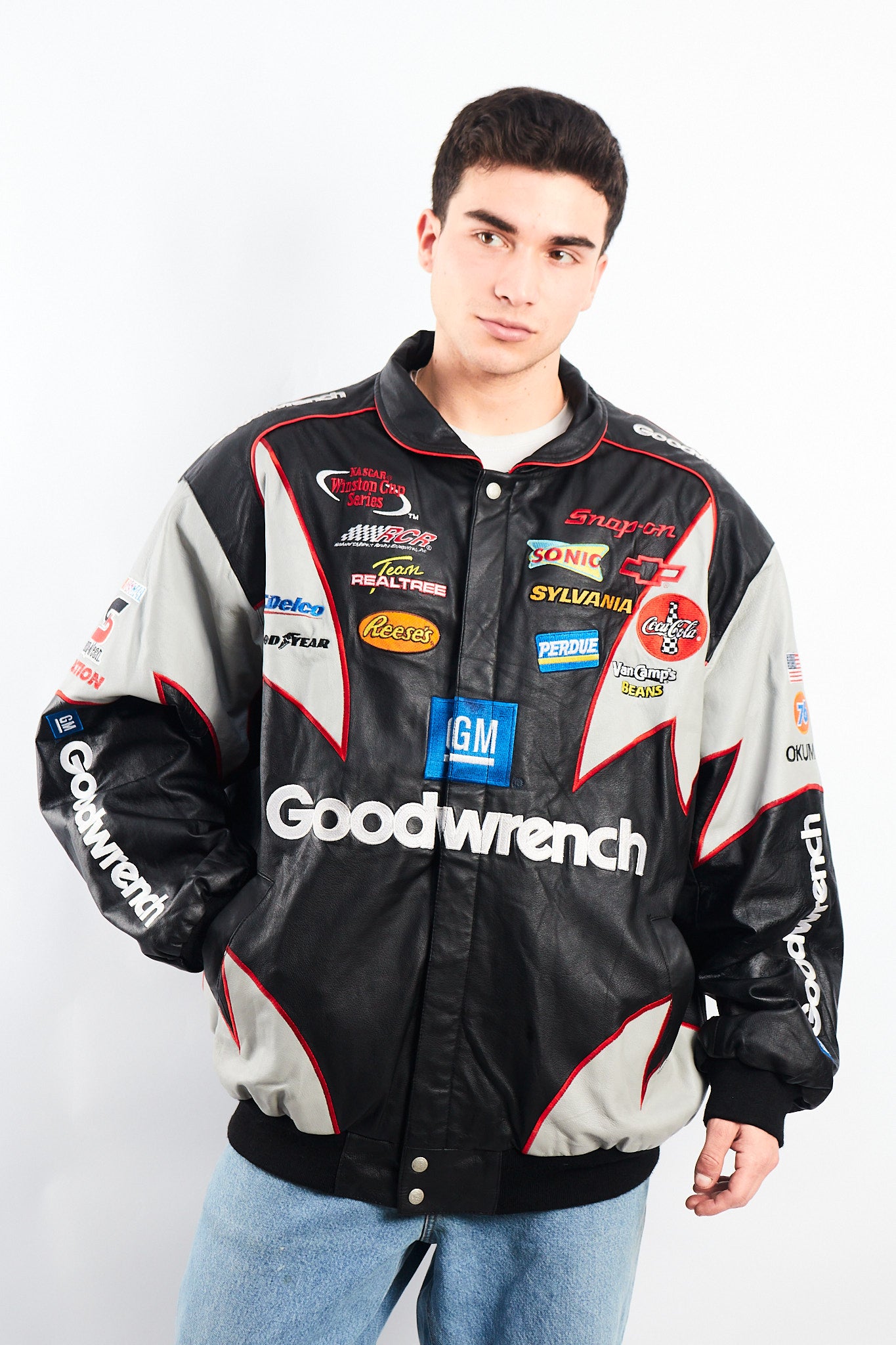 2000 Vintage Jeff Hamilton x Nascar Goodwrench Leather Racing Jacket (L/XL)