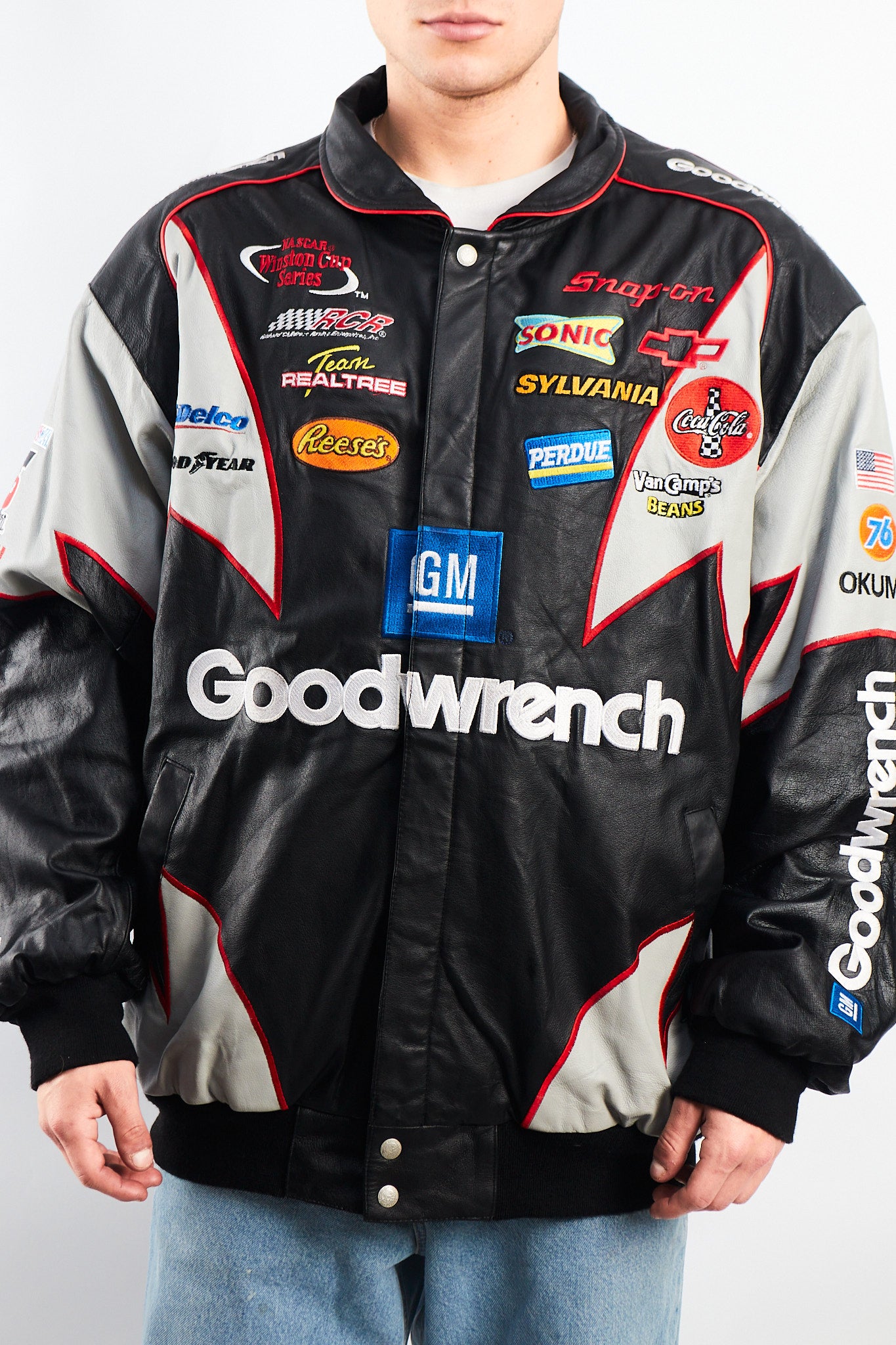 2000 Vintage Jeff Hamilton x Nascar Goodwrench Leather Racing Jacket (L/XL)
