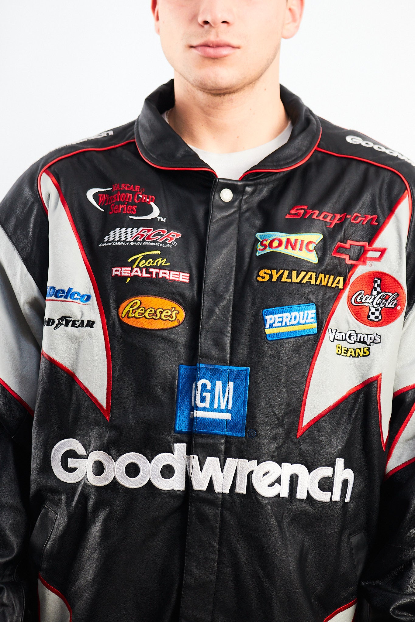 2000 Vintage Jeff Hamilton x Nascar Goodwrench Leather Racing Jacket (L/XL)