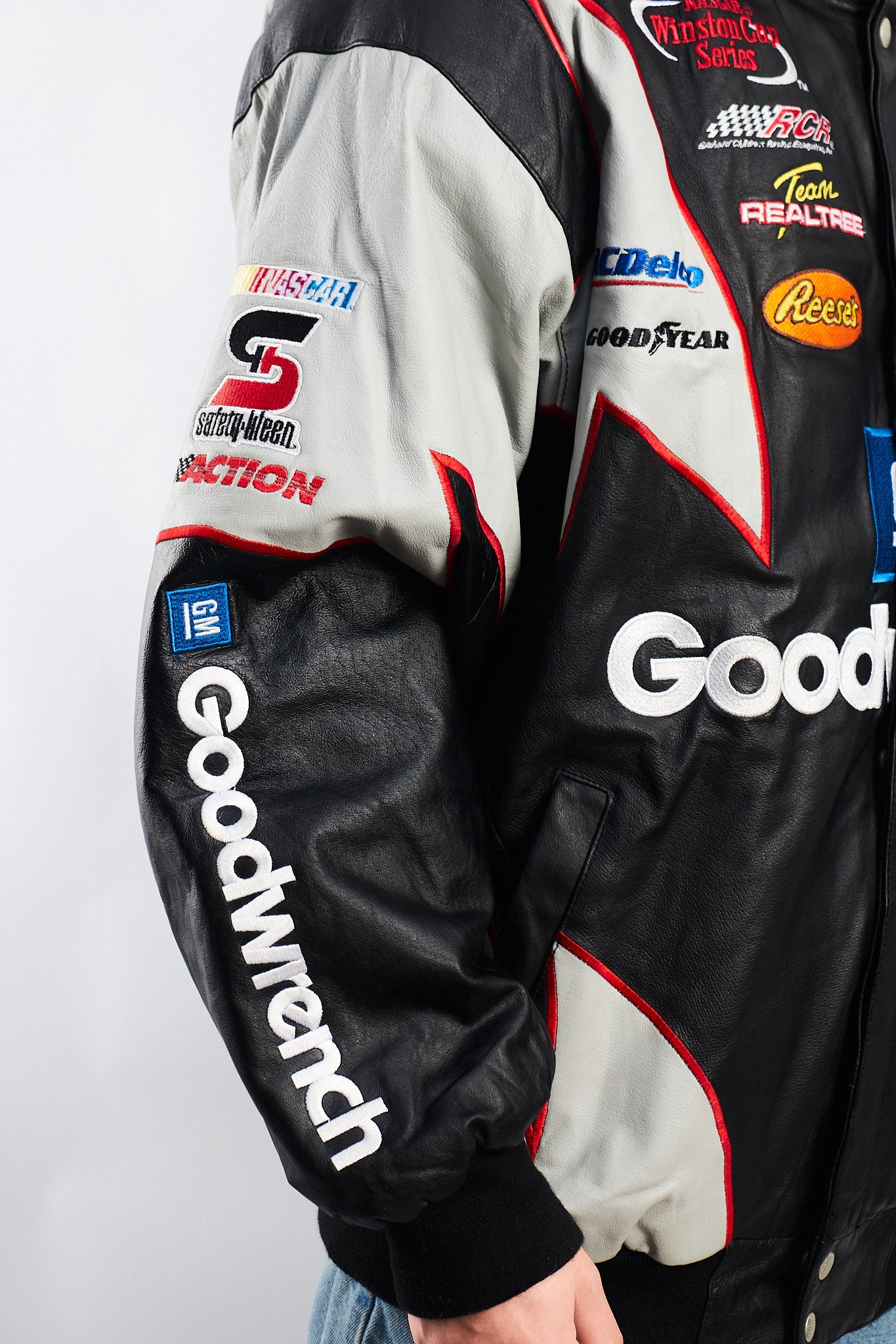 2000 Vintage Jeff Hamilton x Nascar Goodwrench Leather Racing Jacket (L/XL)