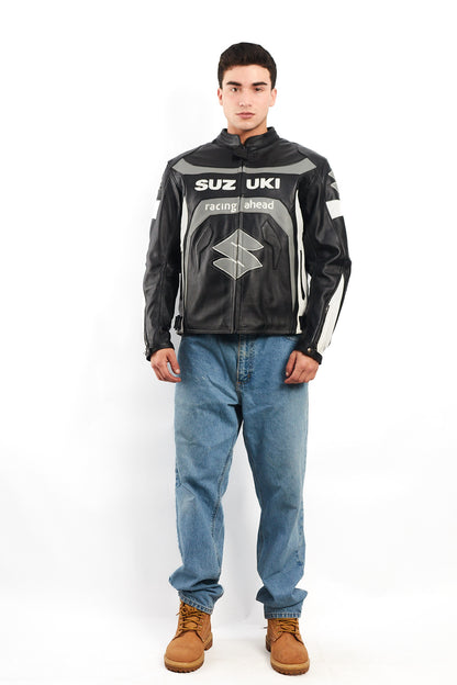 2000 Vintage Suzuki Racing Ahead Leather Moto Jacket (M/L)