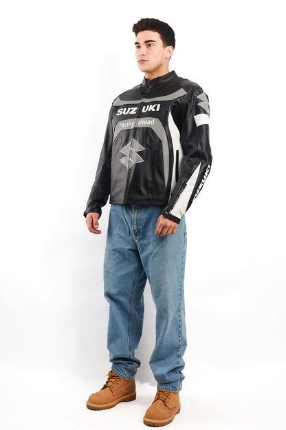 2000 Vintage Suzuki Racing Ahead Leather Moto Jacket (M/L)