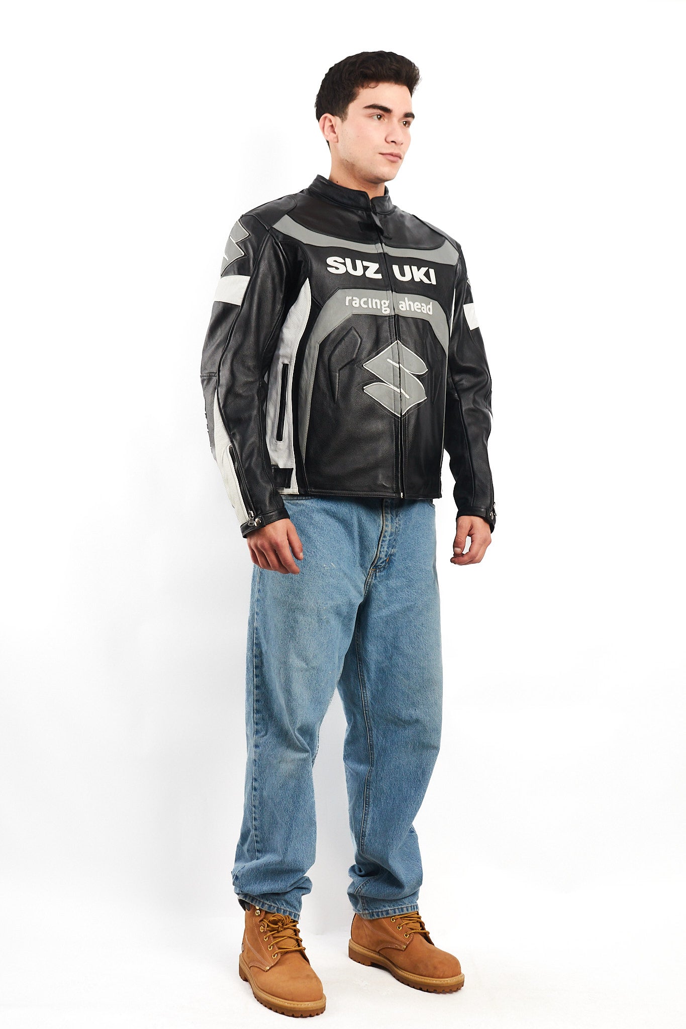 2000 Vintage Suzuki Racing Ahead Leather Moto Jacket (M/L)