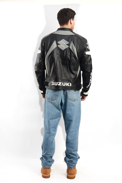 2000 Vintage Suzuki Racing Ahead Leather Moto Jacket (M/L)