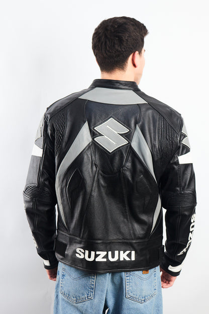2000 Vintage Suzuki Racing Ahead Leather Moto Jacket (M/L)