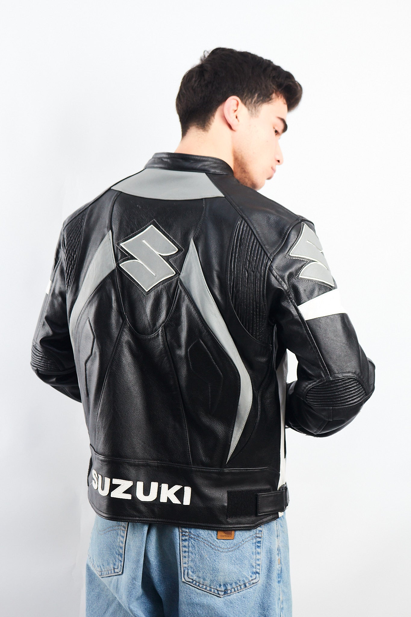 2000 Vintage Suzuki Racing Ahead Leather Moto Jacket (M/L)