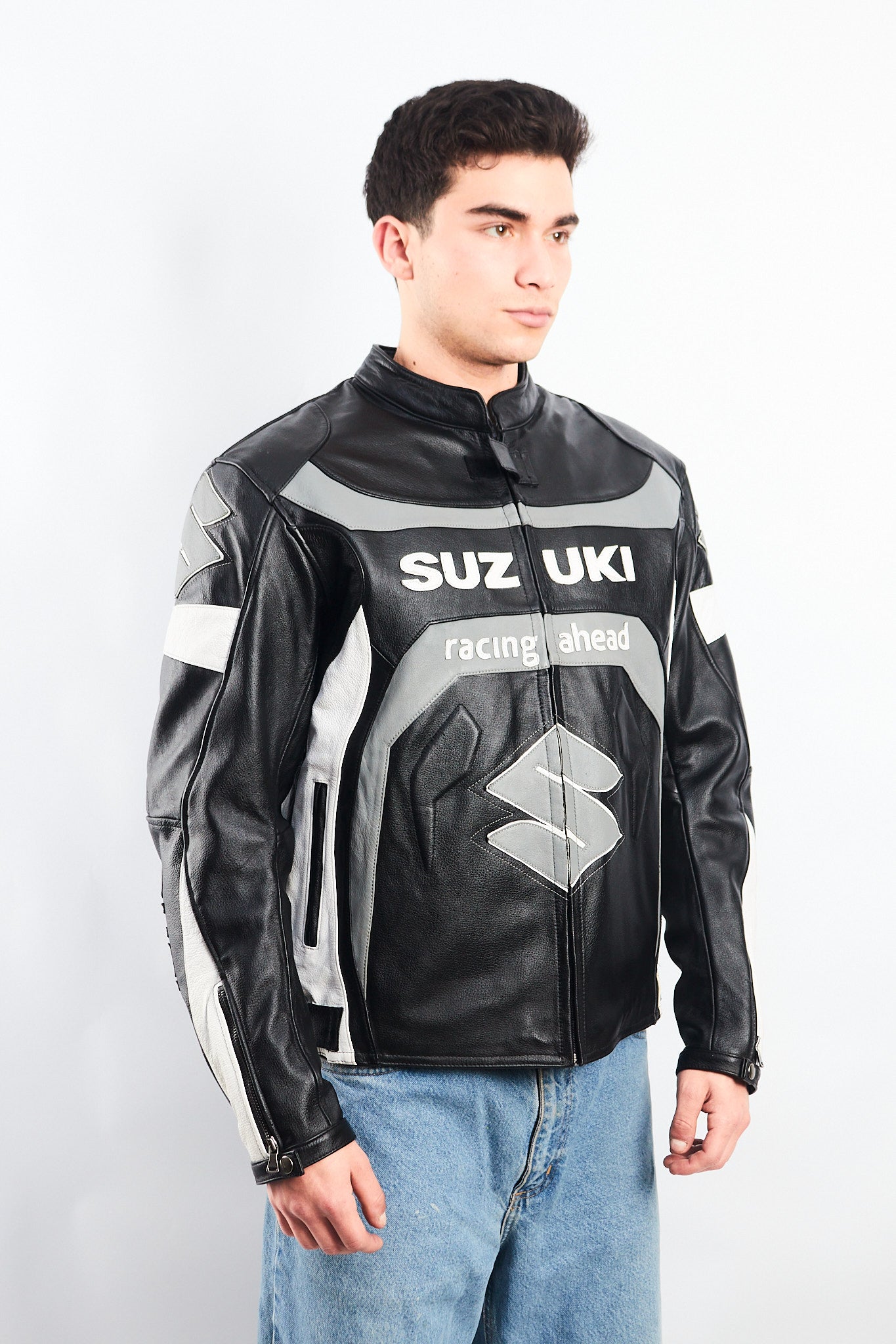 2000 Vintage Suzuki Racing Ahead Leather Moto Jacket (M/L)