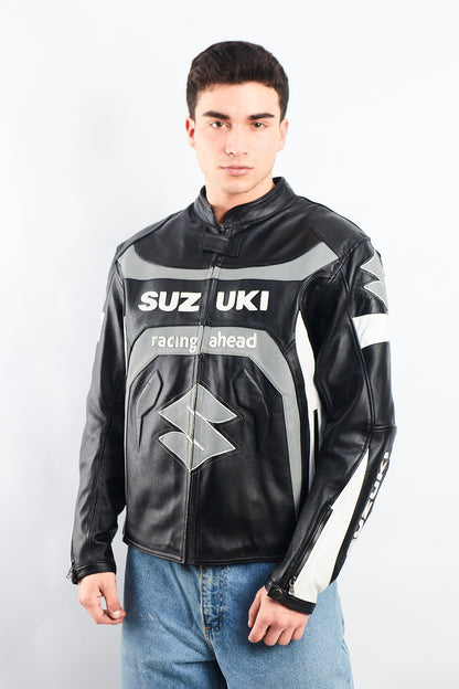 2000 Vintage Suzuki Racing Ahead Leather Moto Jacket (M/L)