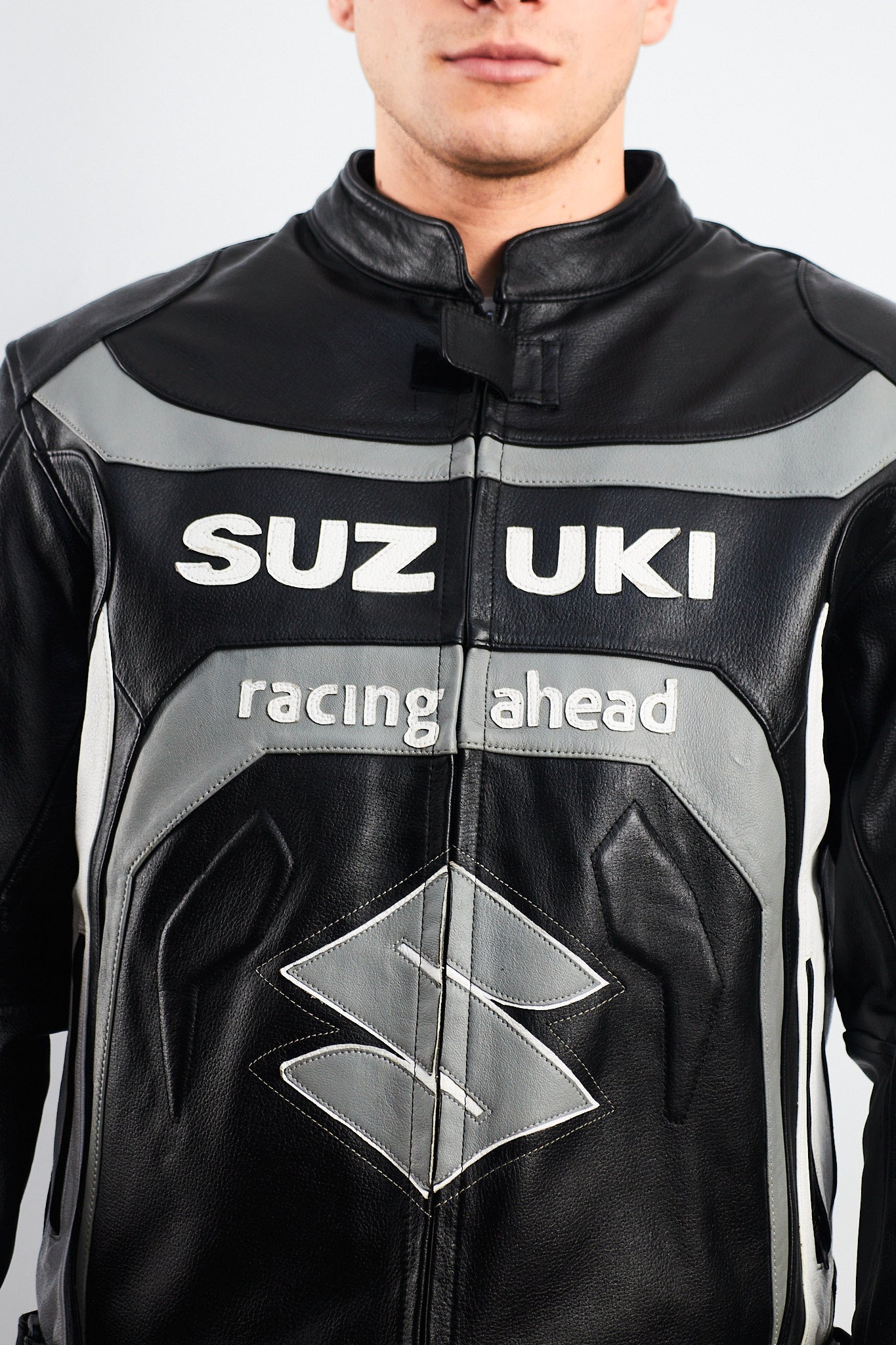 2000 Vintage Suzuki Racing Ahead Leather Moto Jacket (M/L)