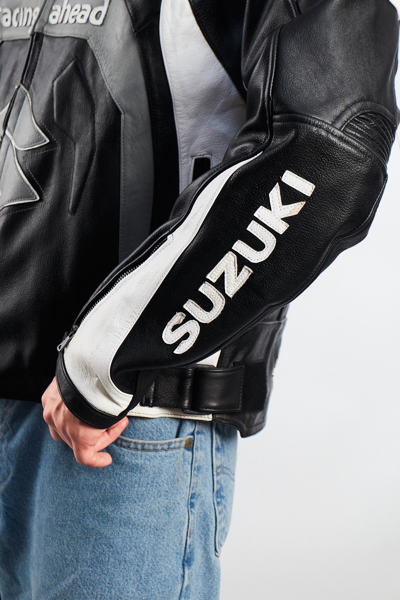 2000 Vintage Suzuki Racing Ahead Leather Moto Jacket (M/L)