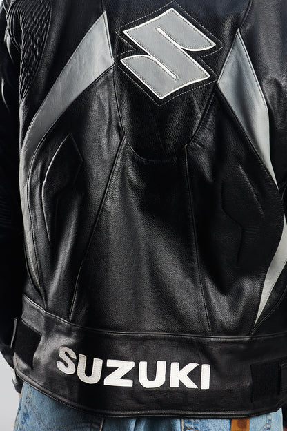 2000 Vintage Suzuki Racing Ahead Leather Moto Jacket (M/L)