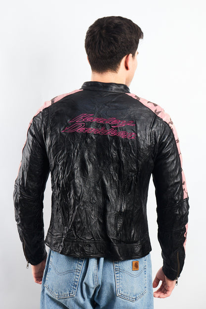 2000 Vintage Harley Davidson Camo Leather Moto Jacket (S/M)