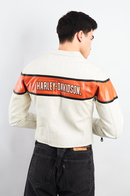 2000 Vintage Harley Davidson Leather Boxy Jacket (S/M)