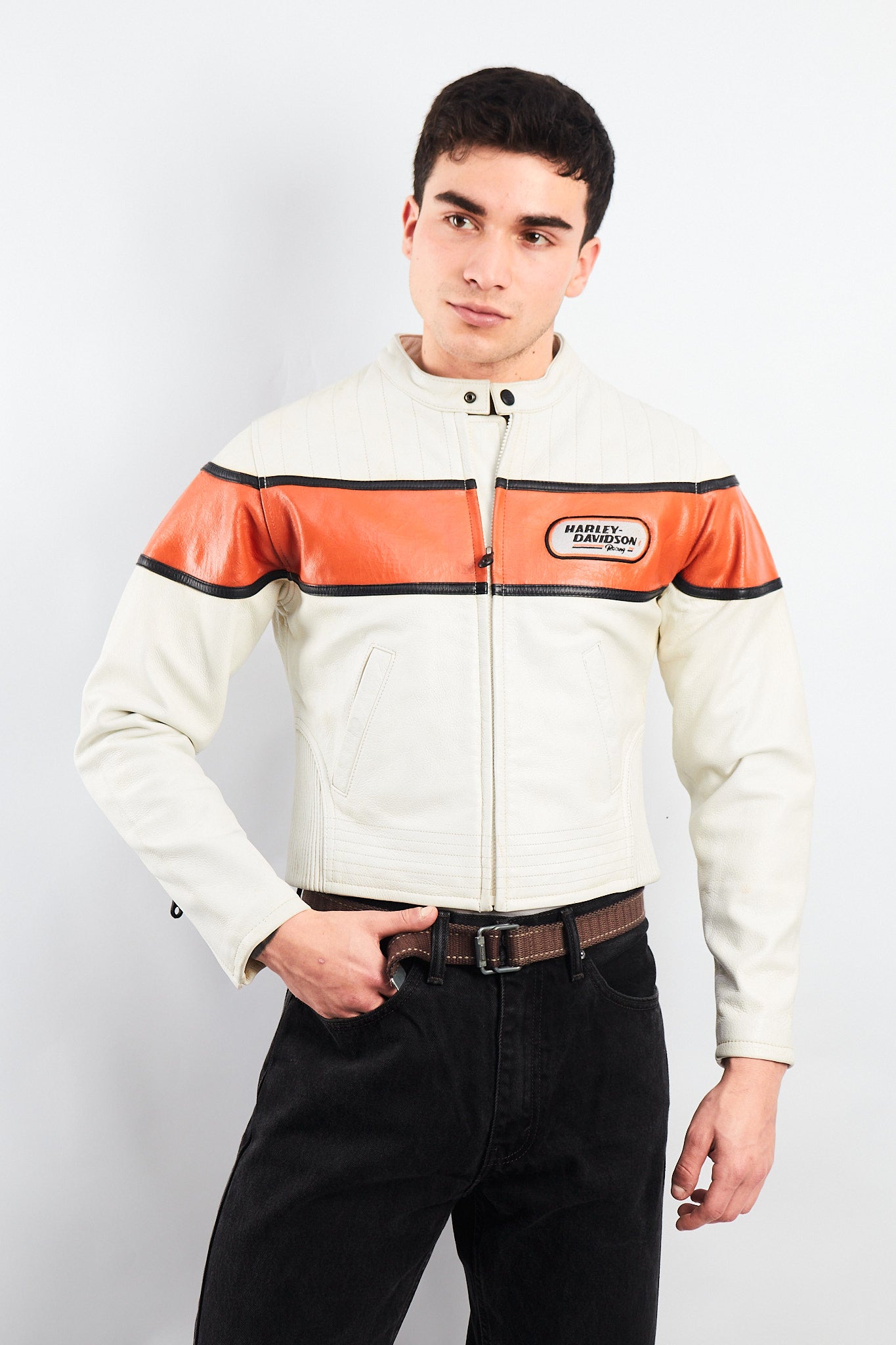 2000 Vintage Harley Davidson Leather Boxy Jacket (S/M)
