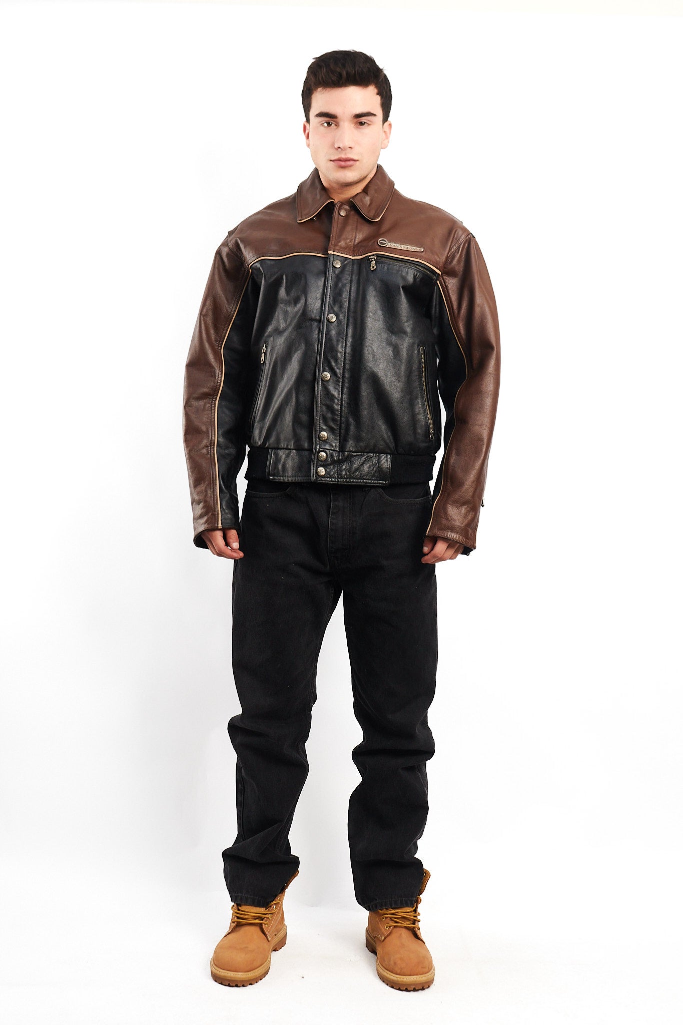 1990 Vintage Harley Davidson Big Logo Leather Jacket (L)