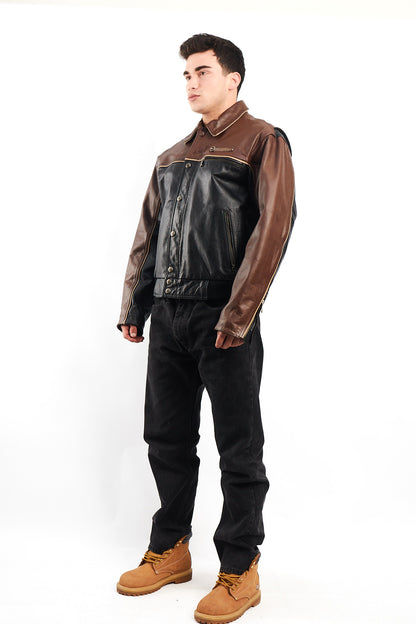 1990 Vintage Harley Davidson Big Logo Leather Jacket (L)