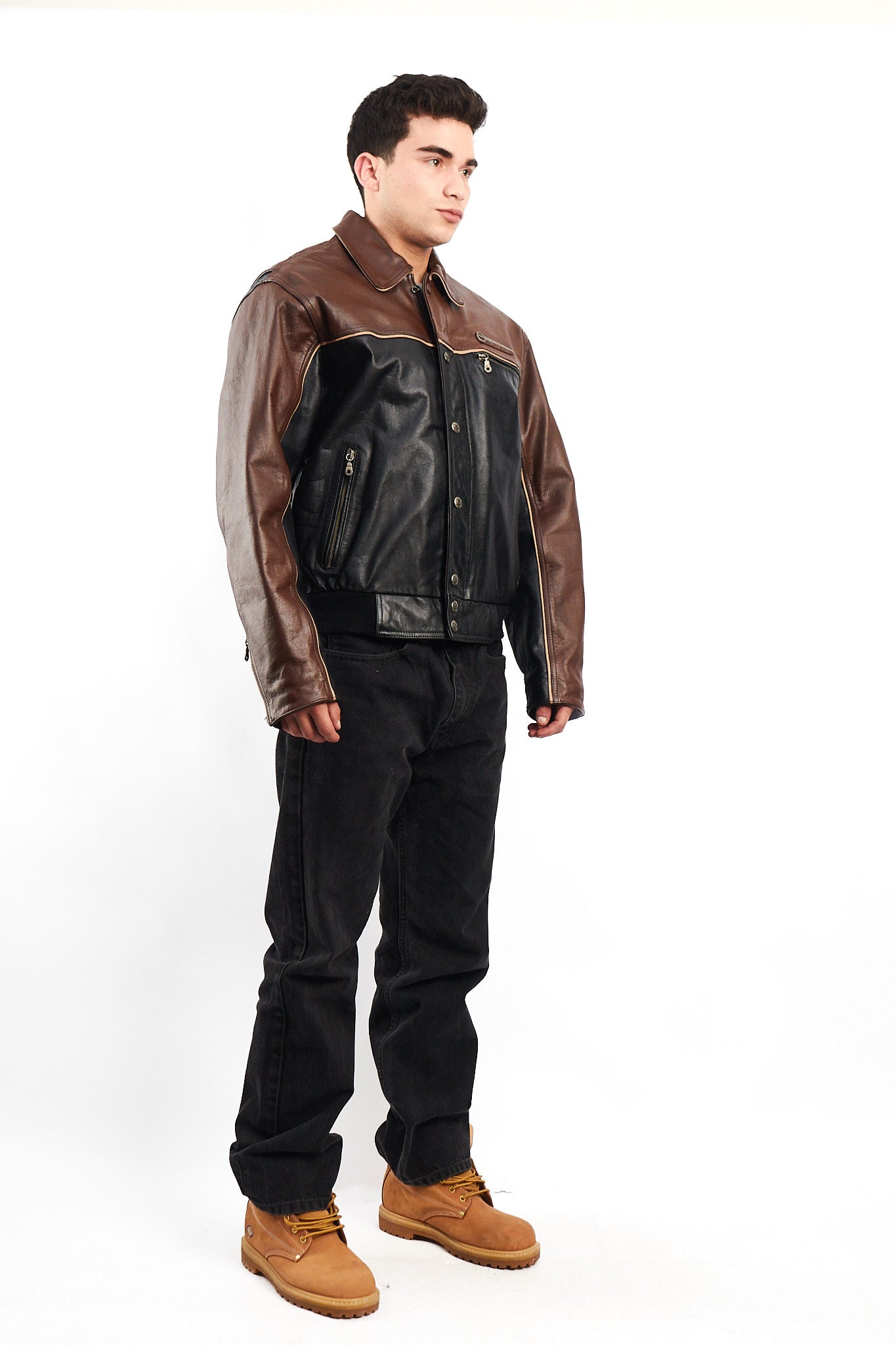 1990 Vintage Harley Davidson Big Logo Leather Jacket (L)