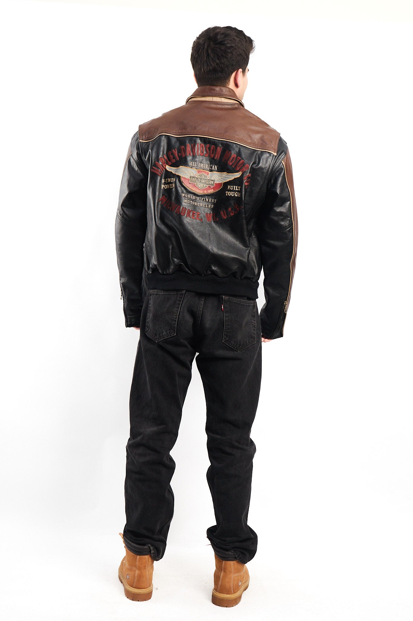 1990 Vintage Harley Davidson Big Logo Leather Jacket (L)