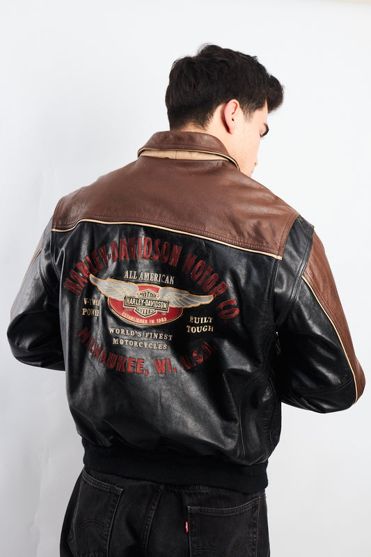 1990 Vintage Harley Davidson Big Logo Leather Jacket (L)